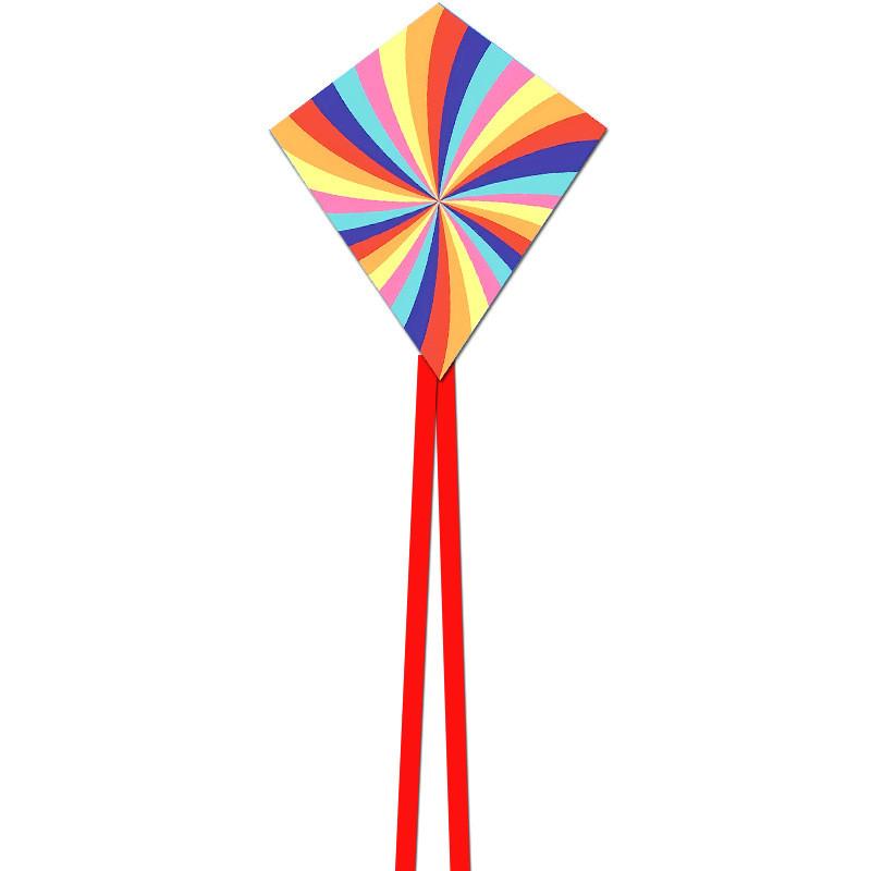 Polyester Rainbow Diamond Kite With Glass Fiber Frame For Kids Outdoor Play And Gift