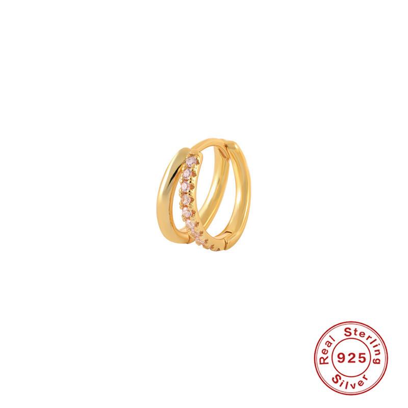 S925 Sterling Silver Personalized Double Layer Cross Earrings Earrings Ear Buckles Hipster Light Luxury Diamond Earrings Earrings