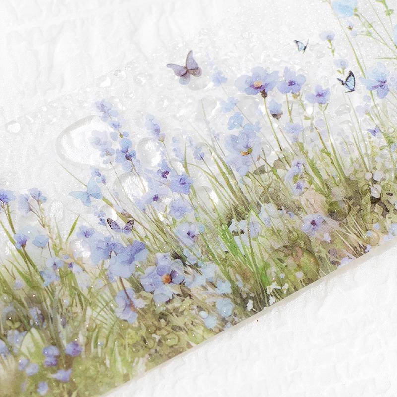 2 Roll PET Tape Green Notebook Flowers Landscape Series Primer Scrapbook Hand Account Stickers Decorative Gift Packaging Tape