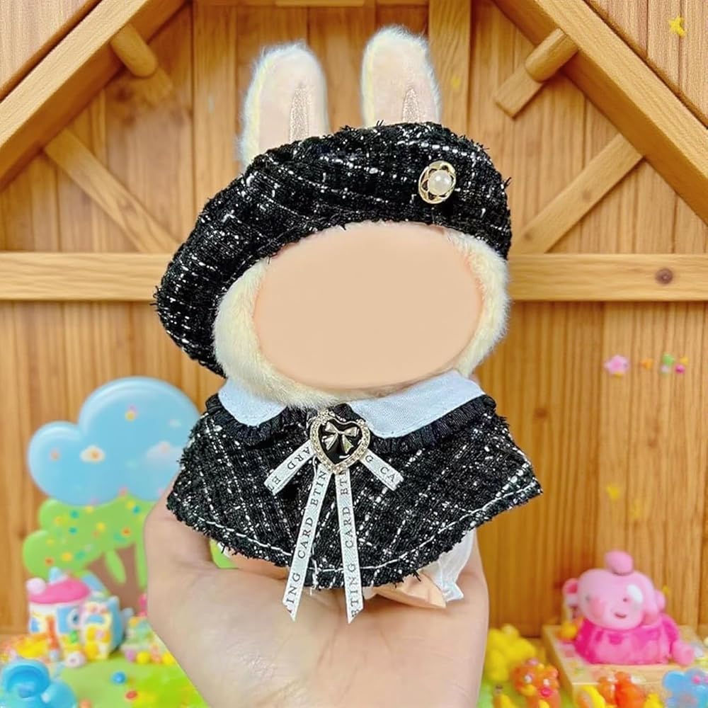 Cimoon Doll Clothes 15cm/17cm Black Gentleman Outfit Costume for Plush Toys and Dolls Dress Up Accessories