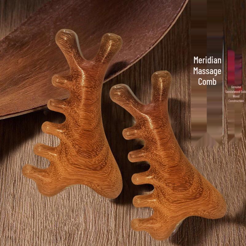 

4-in-1 Sandalwood Massage Comb for Scalp, Hair Loss, Gua Sha, Face & Eye Therapy