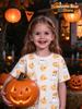 Kids Halloween Girls T-Shirt Pink Leopard Print Ghost Pumpkin Spider Bat Graphic Tee Short Sleeve Casual Top for Halloween Party
