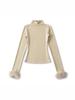 Women's Long-Sleeve Base Layer with Removable Fur Cuffs and Half-High Collar