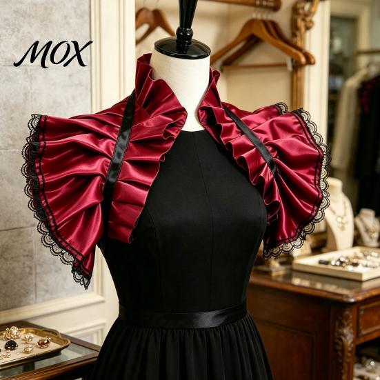 Mode Halsdekor Vintage Viktorianisches Rüschen Schulterumhang Schal, Gotischer Falscher Kragen Schulterwickel Verstellbares Band Krawatte Capelet mit für Cosplay Kostüm