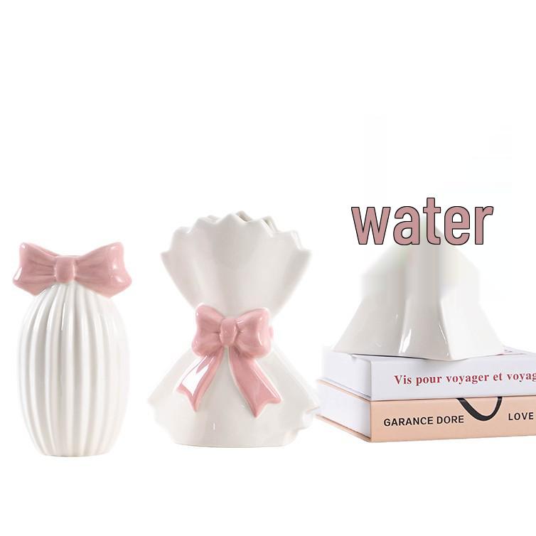 Creative Ceramic Bow Flower Vase: Decorative Hydroponic Holder for Office and Home