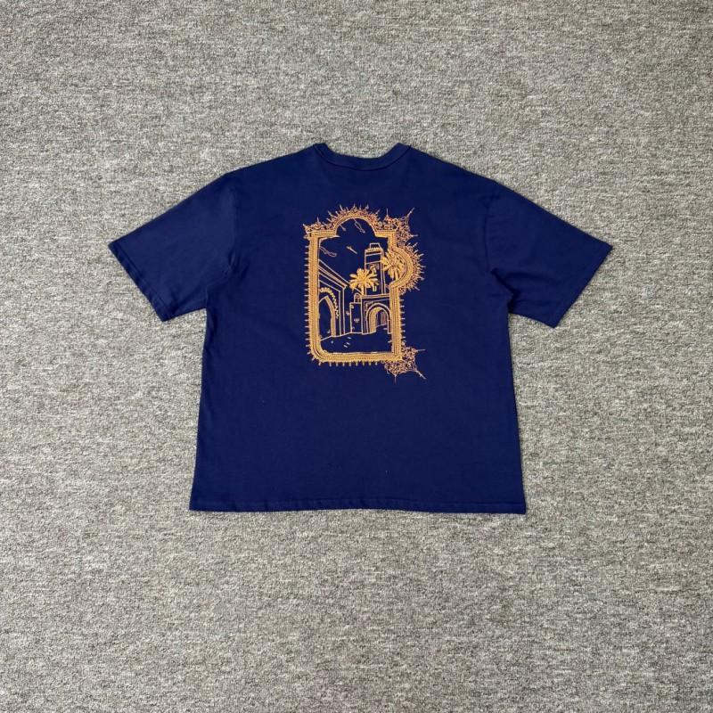 Herren locker geschnittenes Baumwoll-T-Shirt mit gesticktem Buchstaben-Design Lässige Streetwear Herbst