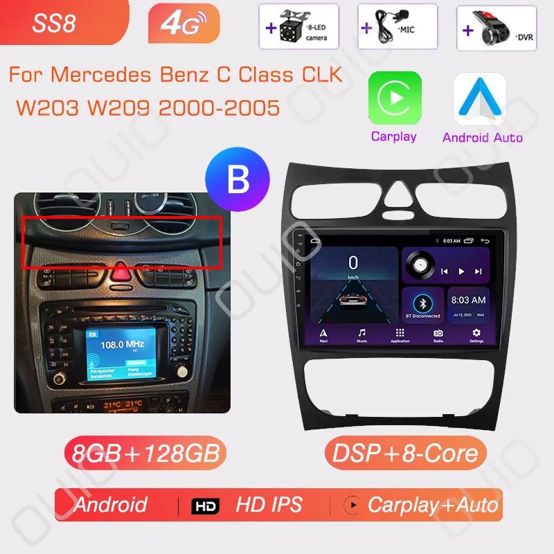 Android 13 Radio For Mercedes Benz C Class CLK W203 W209 2000-2005 Car Stereo Multimedia Player Carplay Auto GPS Navigation 2DIN