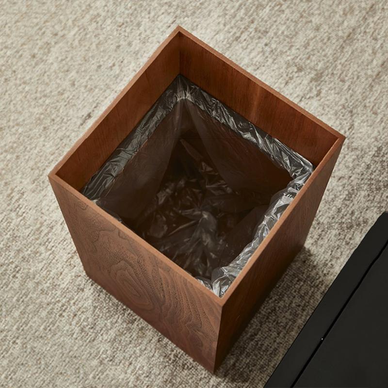 Nordic Waste Bins Modern Living Room Waste Bins Luxury Bathroom Large Capacity Trash Can Wood Household Items Trash Can Baskets