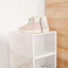 Shoe Storage Box Transparent Visible Square Shape Stackable Large Space Store Shoes Hollow Out Back Breathable Shoe Organizer Household Stuffs