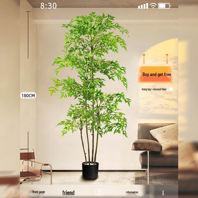 Nandina Luxus Kunstbaum - Dekorative Bionische Grüne Pflanze für Innenräume mit Seidenblumen für die Wohnzimmer-Landschaftsgestaltung.