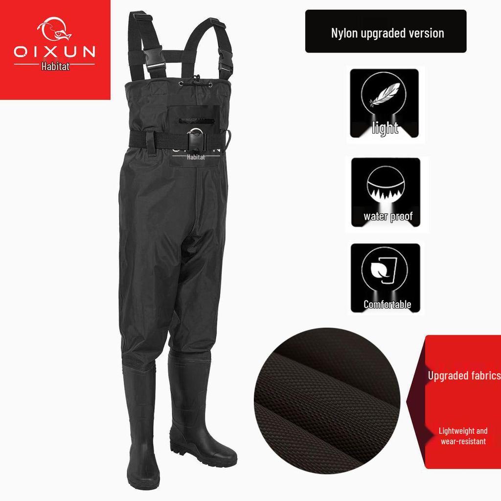 Waterproof Nylon Wading & Rain Pants - One-Piece Design for Fishing and Tide-Pooling.