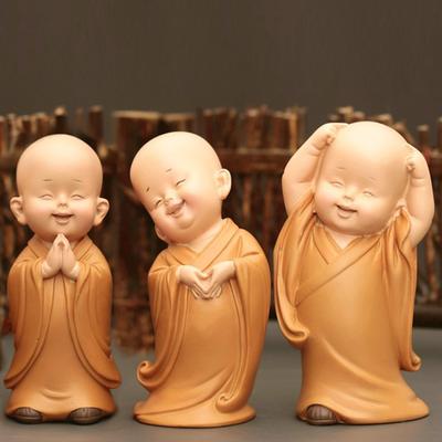 Little Monk Figurine Mini Monk Statue Cute Buddha Monk Statue Adorable Baby Little Monk Decoration Creative Little Monk Figurine