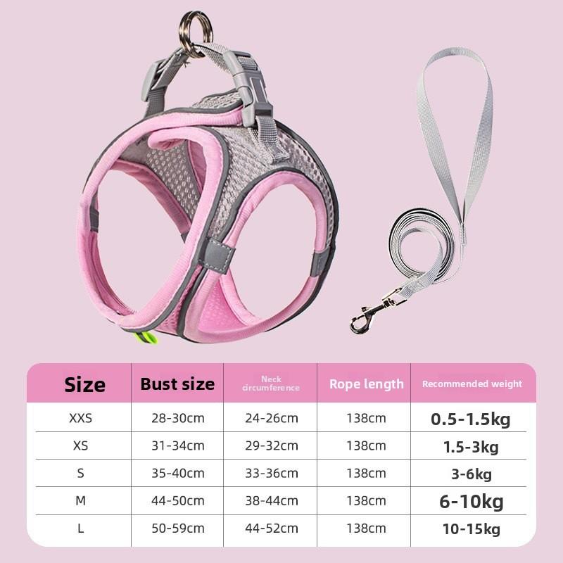 

Pet Leash, Cat Chest and Back, Cat Leash, Close-fitting Comfort, Bichon Frise Walking Cat, Little Kitten L розовый