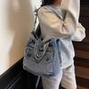 Capacity Large Denim Canvas Single Shoulder Crossbody Bag Casual Fashion Handbag