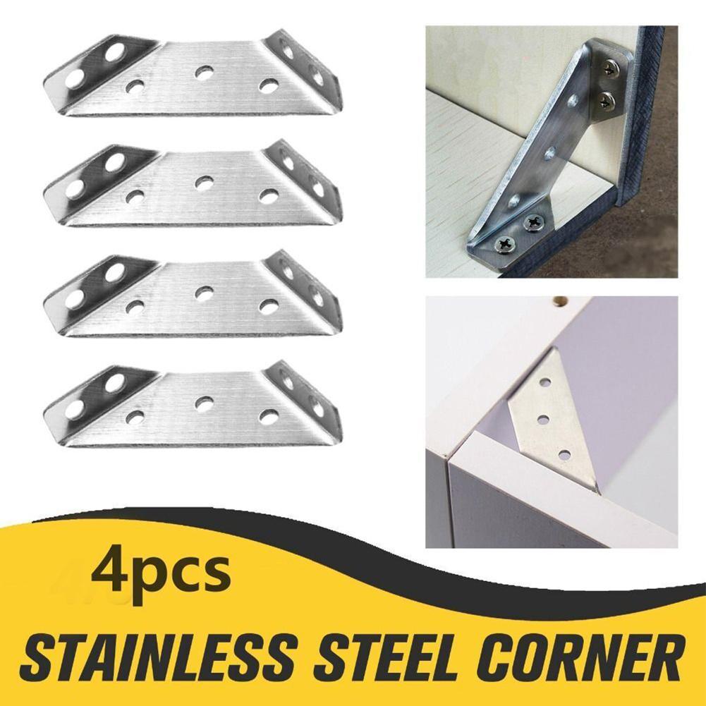 Home Furniture Corner Brackets Hardware Accessory 2mm Thick 90 Degree Connect To Three Boards Stainless Steel Wood Connection