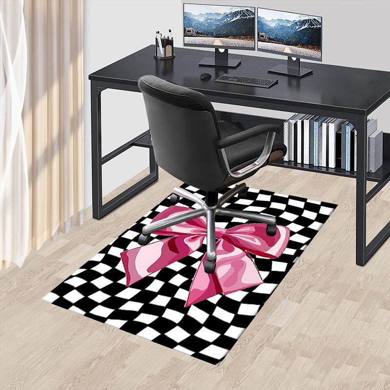 Pink Bow Theme Chair Mat Office Carpet Oversized Rug for Home Decor, Sofa Carpet, Desk Chair Mat, Gift Idea for Office and Living Room