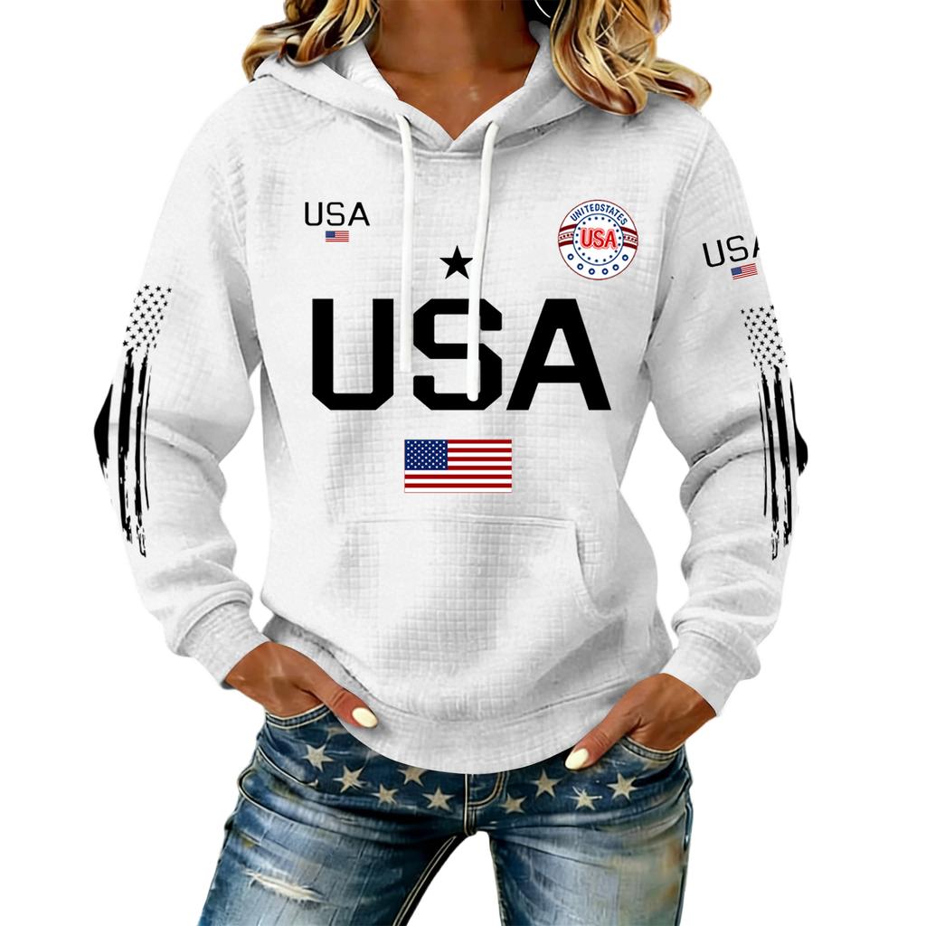 Women's Fashion 250th Anniversary Knit Loose Neck Hooded Top