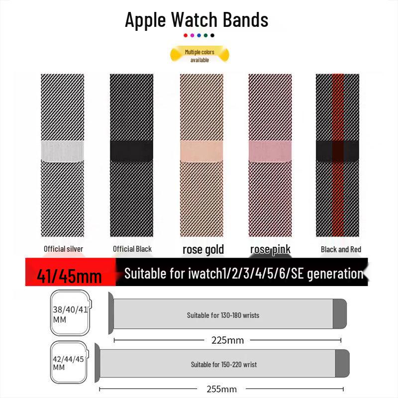 Toepasbare Magnetische Milanese Band voor Apple Watch Series 8/7/6/SE/5/4/3/2 en iWatch