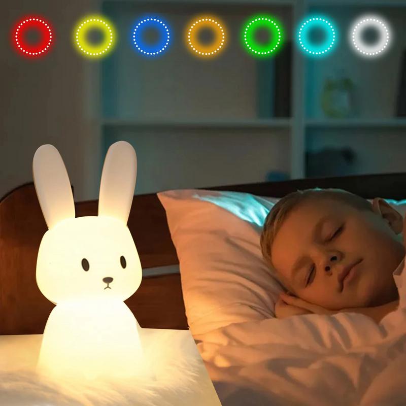 Animal Night Light Cute Rabbit Lamp Color Changing Silicone Lamp Animal Lamp Rechargeable Night Light Toddler Night Light For