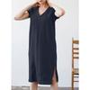 BITCED Fashion Summer Spring Solid Color Print Short Sleeve V-Neck Casual Dresses