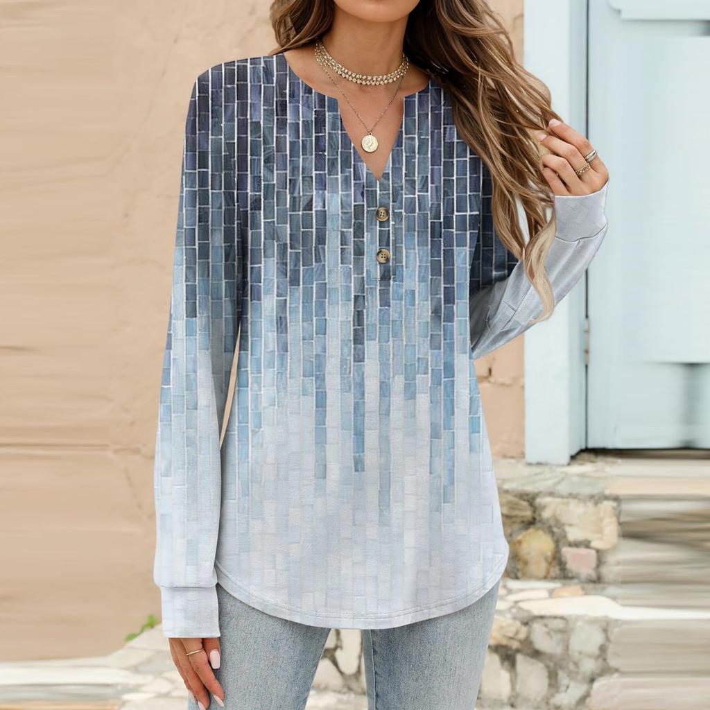 Women's Fashion Casual Floral Print Long Sleeve T-Shirt Pullover Top