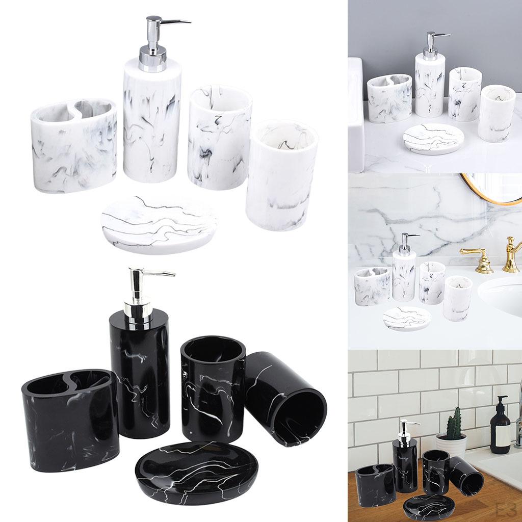 Bathroom Supplies Accessory Set 5-Piece Toothbrush Holder Dispenser