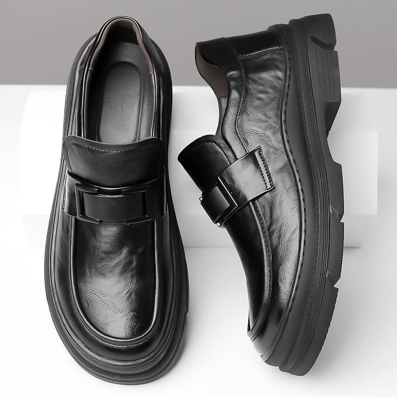 Fashion Retro Style Men Business Shoes Luxury Brand Thick Bottom Comfy Leather Derby Shoes High Quality Non-Slip Mens Casual Shoes