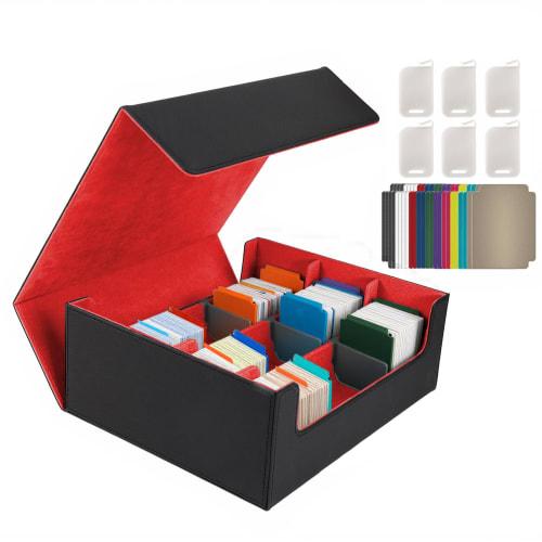 ZWSJLC Deck Case, Card Storage, Large Capacity, PU Leather, Trading Card Storage Box with 24 Dividers and Card Stoppers, Compatible with MTG and Other