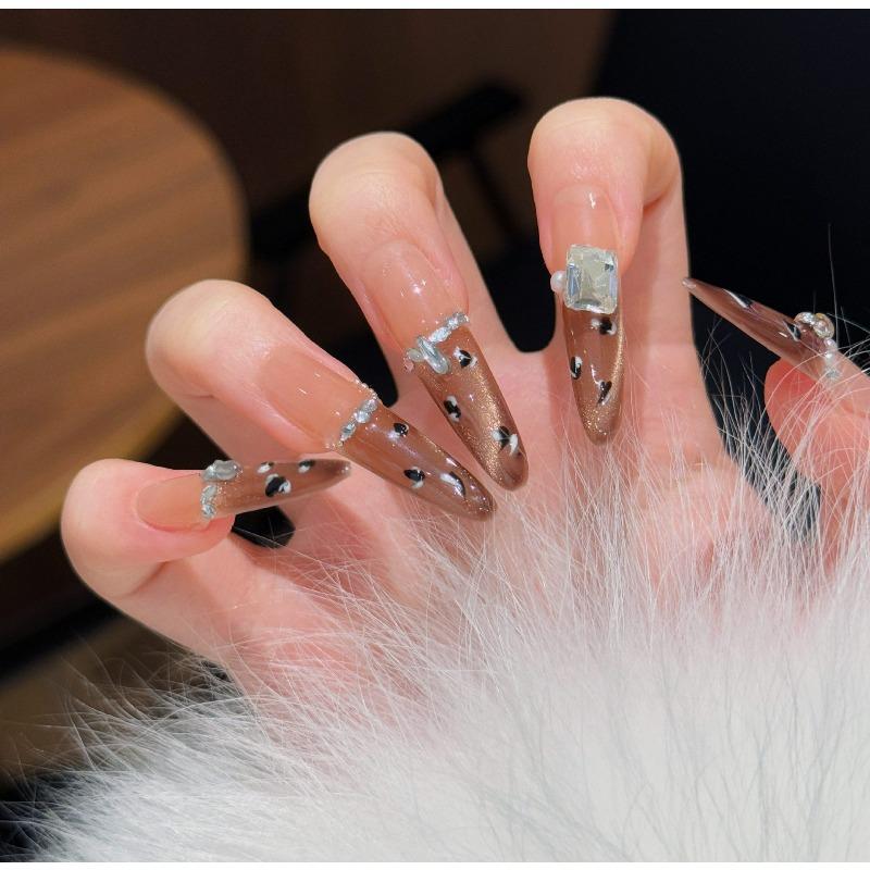 Cat's Eye Wearing Nail Pure Hand-made Nail Piece Fake Nail Wearing Nail Piece Advanced Sense Thin Dog Long