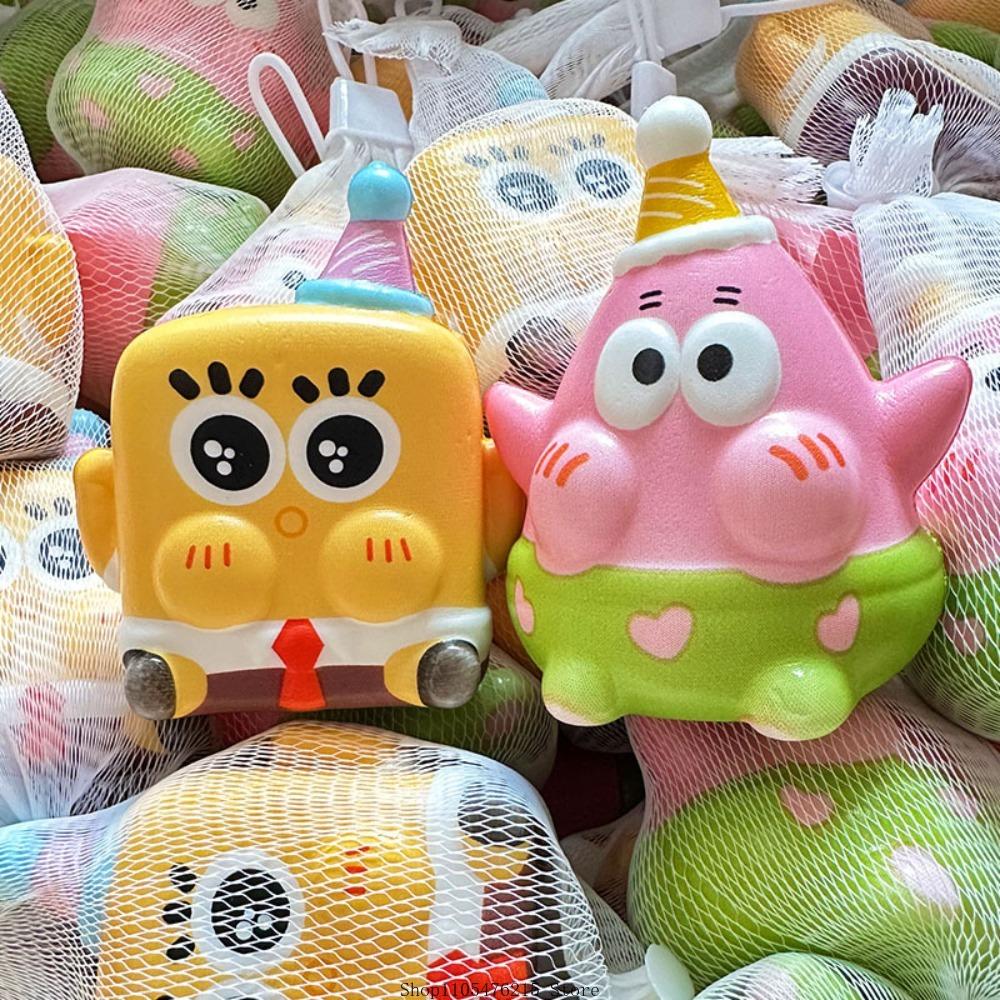 SpongeBob SquarePants Cute Pinch Music Slow Rebound Stress Relieving Toy SpongeBob Cartoon Pendant Small Gift Random
