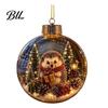 Festive Indoor Home Decorations Glowing Christmas Story Ornament, Light-Up Ball Hanging Decor with Warm LED Light, Seasonal Party Mini Holiday