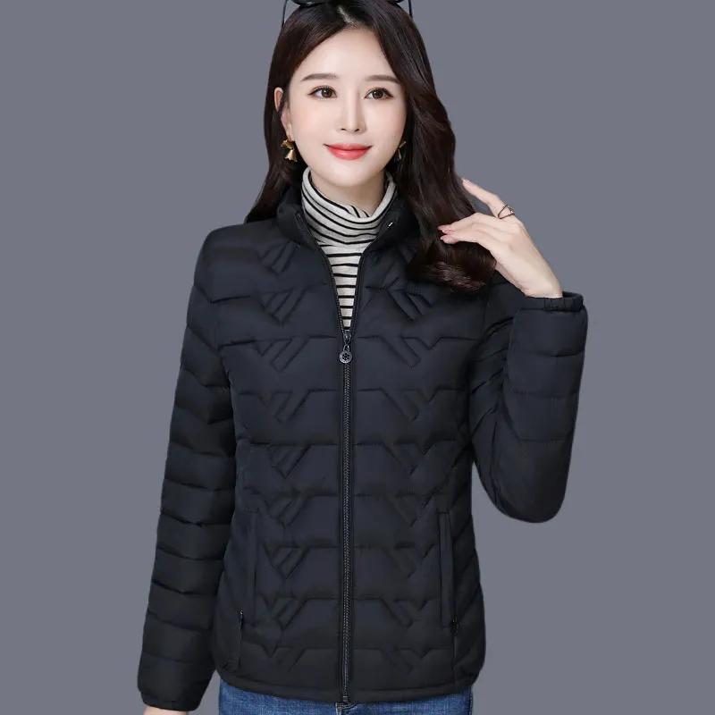 

Mom s Down Cotton Jacket Women s Autumn and Winter Plus Size Solid Color Comfortable Cotton Jacket Waist Thin Casual Jacket M