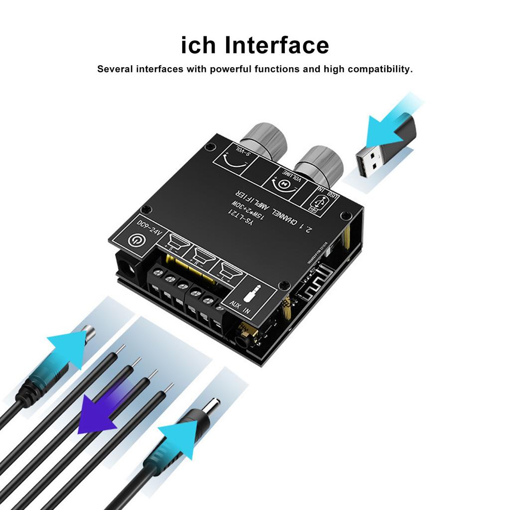 YS LT21 Bluetooth Audio Digital Amplifier Board Module 2.1 Channel 15W 15W 30W with Bass Channel