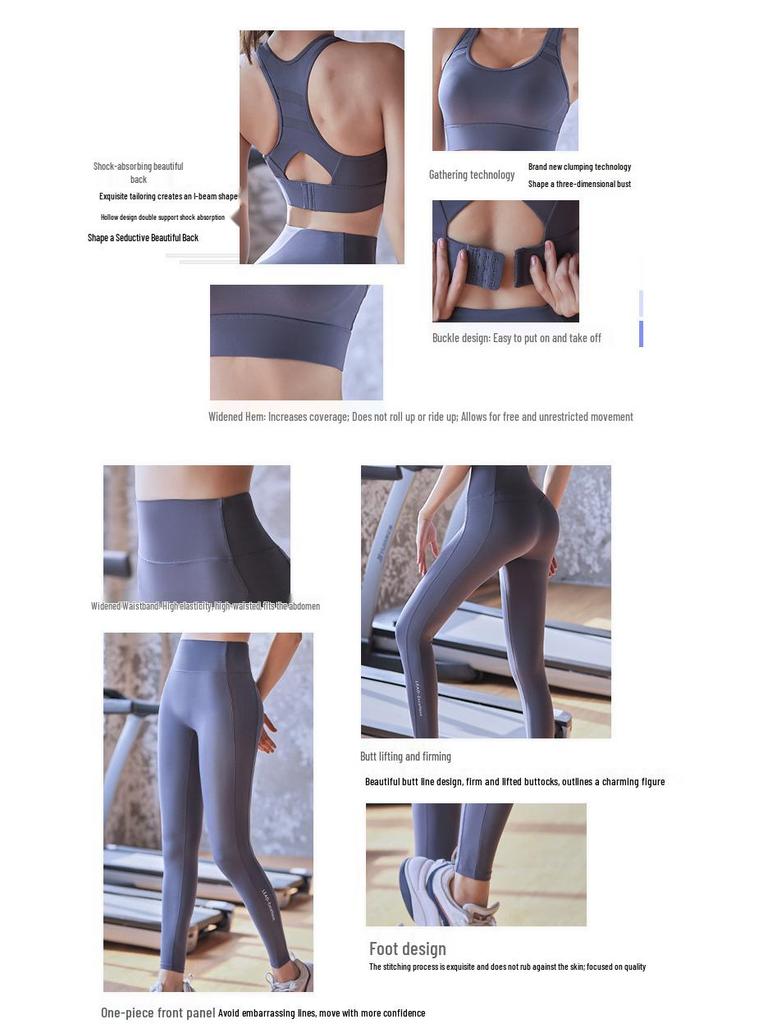 Women's Two-Piece Autumn Yoga Set: Padded Beautiful Back Sports Bra & High-Waisted Butt-Lifting Leggings