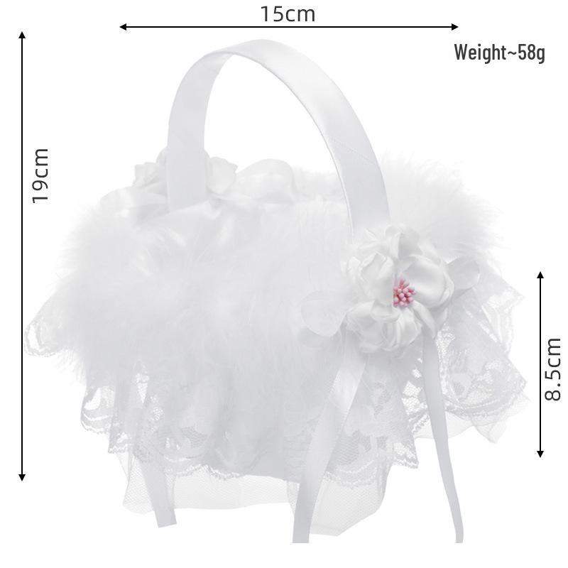 European Lace Bow Wedding Flower Girl Basket & Decorative Storage Basket
