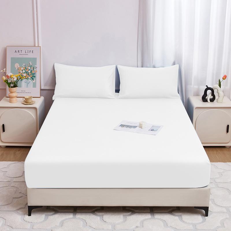 Soft Fitted Sheet Waterproof Mattress Protector, Breathable Mattress Pad Cover, White Sheet Bed Sheets with Elastic