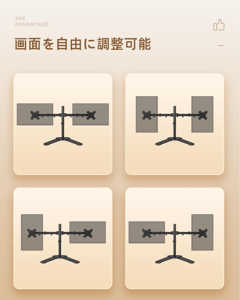 Suptek Dual Monitor Dual Display LCD Compatible with Inch 10kg Weight Capacity VESA ML6442 Arm, Stand, Multi-Axis Arm, 13-27 Monitors, Freestanding,
