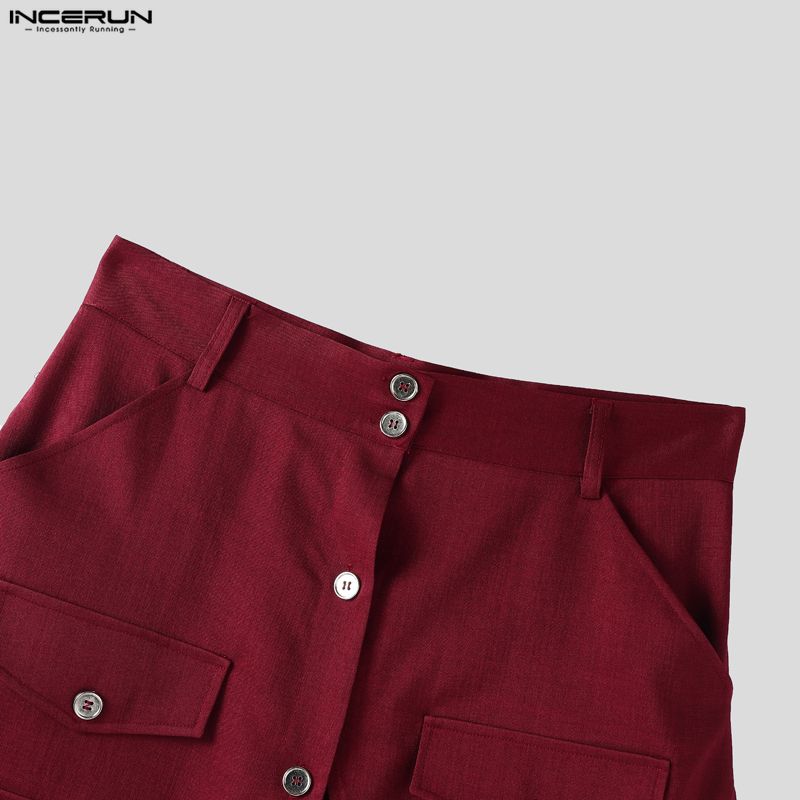 INCERUN Women Men Long Sleeve Cropped Tops and Irregular Skirts Sets Outfits