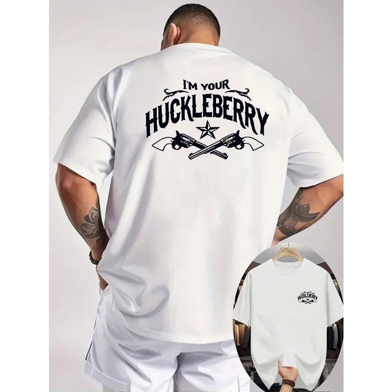 New Summer Men's Casual Short-Sleeve T-Shirt with Ribbed Crew Neck, Refreshing and Comfortable, Western Cowboy Style Print for Outdoor Activities