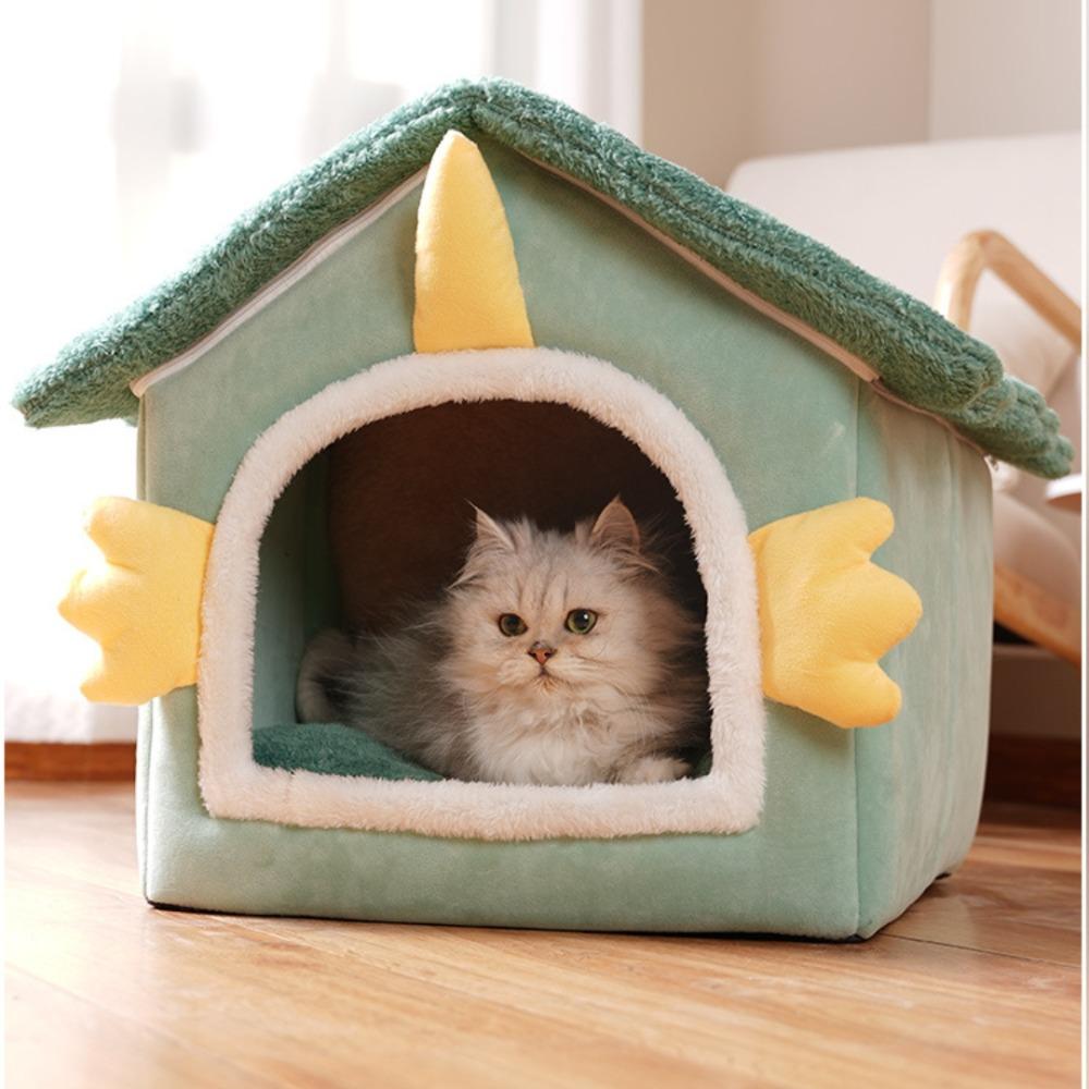 High Quality Cute Dinosaur Winter Sleeping Pet House Warm Puppy Cave Cat Bed Cat Cube Hide House Plus Velvet Sofa Pet Bed House