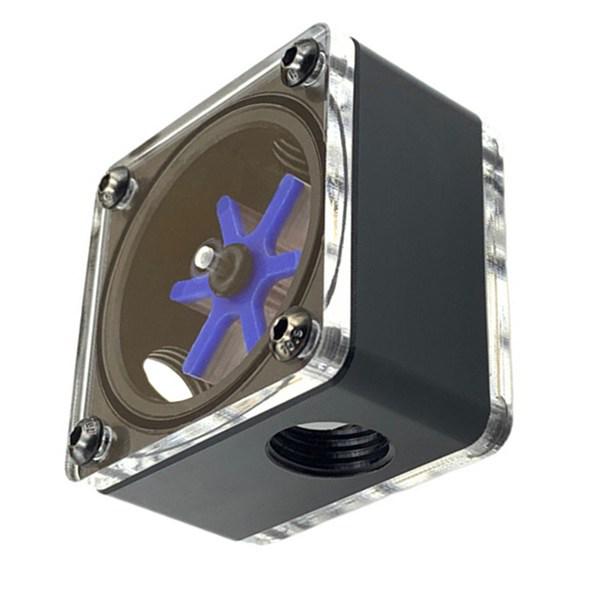 Black Plastic & Glass Water Cooling Flow Meter Tee with POM PC Speedometer