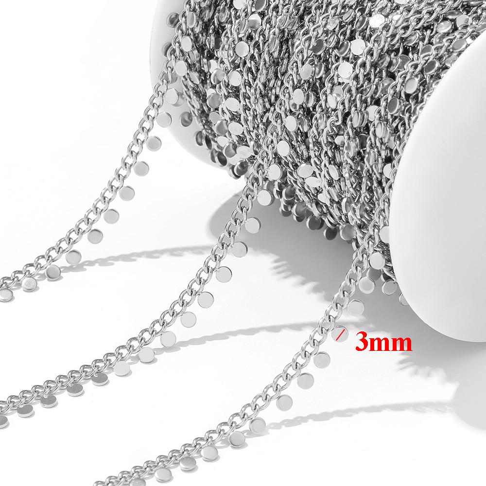 

1 Meter Stainless Steel Gold Curb Link Chains with Ball Drop Disc Handmade Beaded Chain DIY Jewelry Necklace Bracelet Supplies