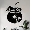 1pc Metal Coconut Palm Wall Art Iron Tree Sculpture Tropical Beach Decor for Patio Garden Fence Poolside Entryway Summer Gift
