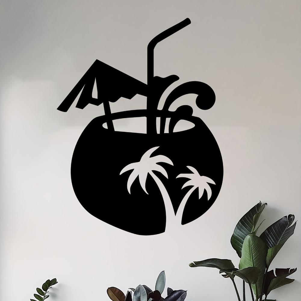 1pc Metal Coconut Palm Wall Art Iron Tree Sculpture Tropical Beach Decor for Patio Garden Fence Poolside Entryway Summer Gift