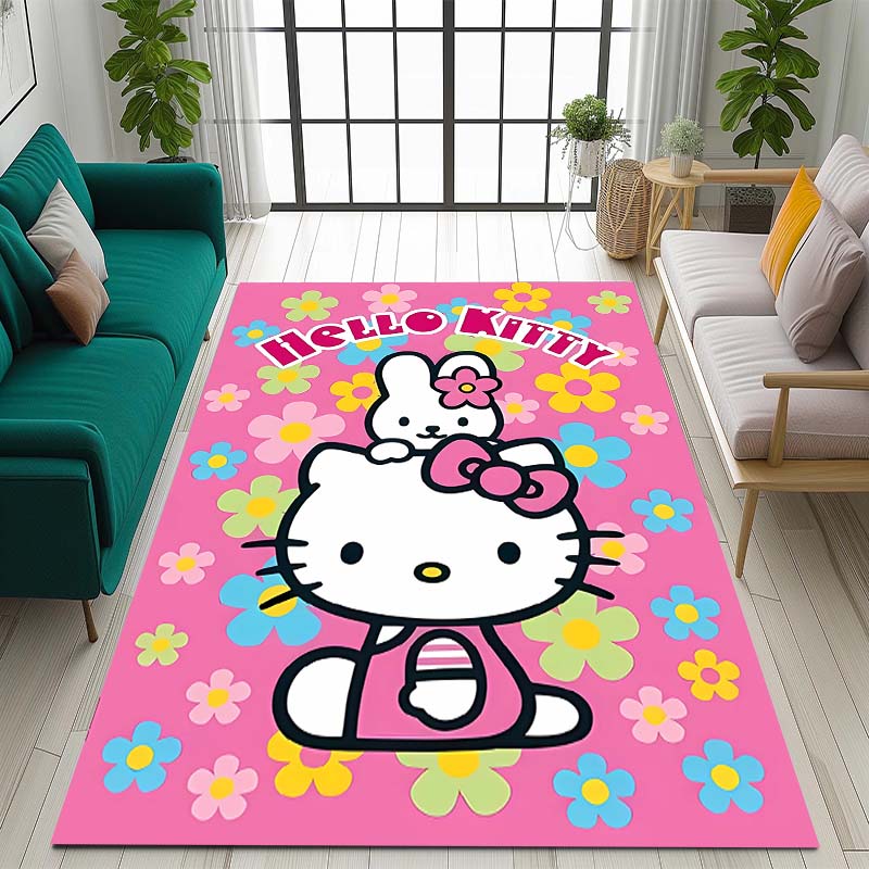 3D cute Hello Kitty cartoon rug, suitable for bedrooms, living rooms, sofas, home doormats, large size children's play mat, Q-01