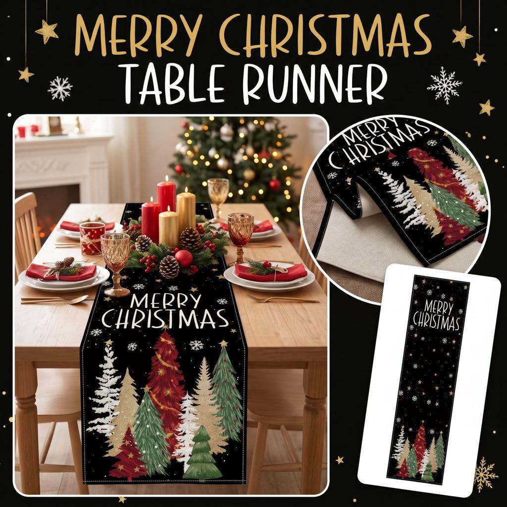 Christmas Table Runner Holiday Dining Table Decoration Long Table Cover for Home