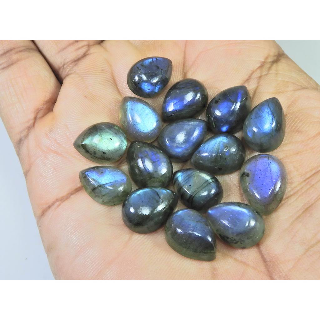 10X13MM Natural Labradorite Blue Fire Pear Cabochon Loose Gemstone 15Pcs Lot C-1116