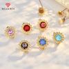BELLA BOX Cross-border Full Diamond Sunflower Ear Buckles, Copper Inlaid Zircon Earrings, High-end Accessory For Women