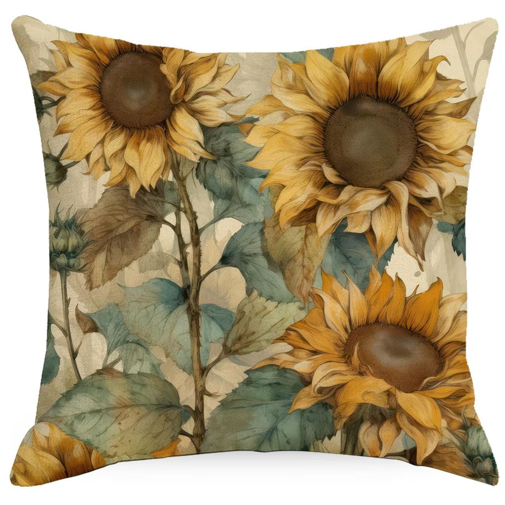 Flowers And Plants Sunflower Linen Pillow New Sofa Pillow Home Printed Pillow Case Premium Durable Quality Useful