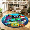 Round Rug Custom NameGeometry Dash Pattern Non Slip Carpet Home Floor Decor